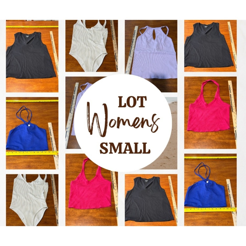 Lot Womens Activewear Small Workout Fashion Ribbed Halter Crop Top Bright Pink S